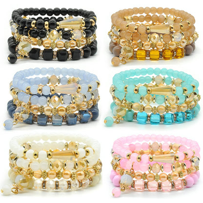 Bohemian Bracelet Sets for Women - 6 Sets Stackable Stretch Bracelets Multi-color Boho Jewelry for Women Hippie Bracelets Dainty Jewelry