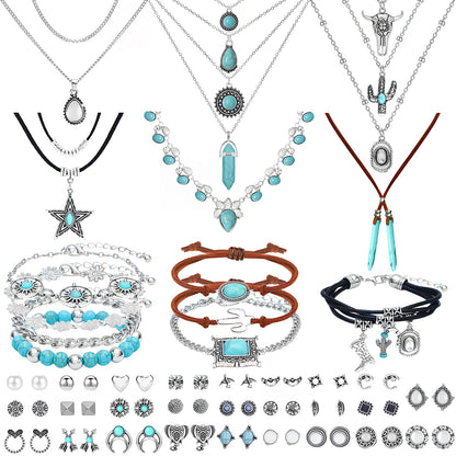 NEWITIN 69 Pieces Gold Jewelry Set for Women Fashion Costume Jewelry Gold Plated Necklace Bracelet Earrings Set for Women