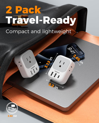 TESSAN 2 Pack European Travel Plug Adapter, Europe Power Converter