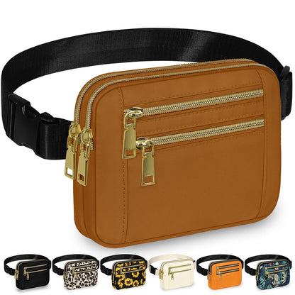 Capolo Fanny Packs for Women Fashion Waist Packs Bag with Adjustable Strap and 4 Zipper Pockets Waterproof Everywhere Crossbody Belt Bag for Workout Running Travelling(Black)