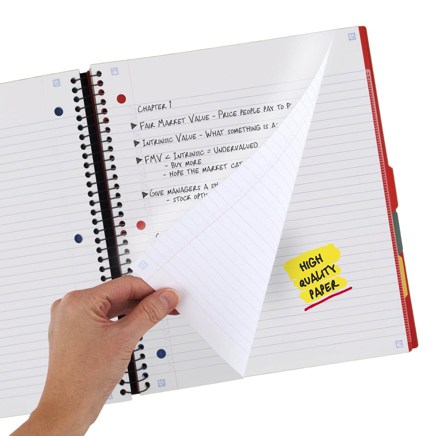 Five Star Advance Spiral Notebook + Study App, 5 Subject, College Ruled Paper, 8-1/2" x 11", 200 Sheets, Spiral Guard, Movable Tabbed Dividers, Black (73144)