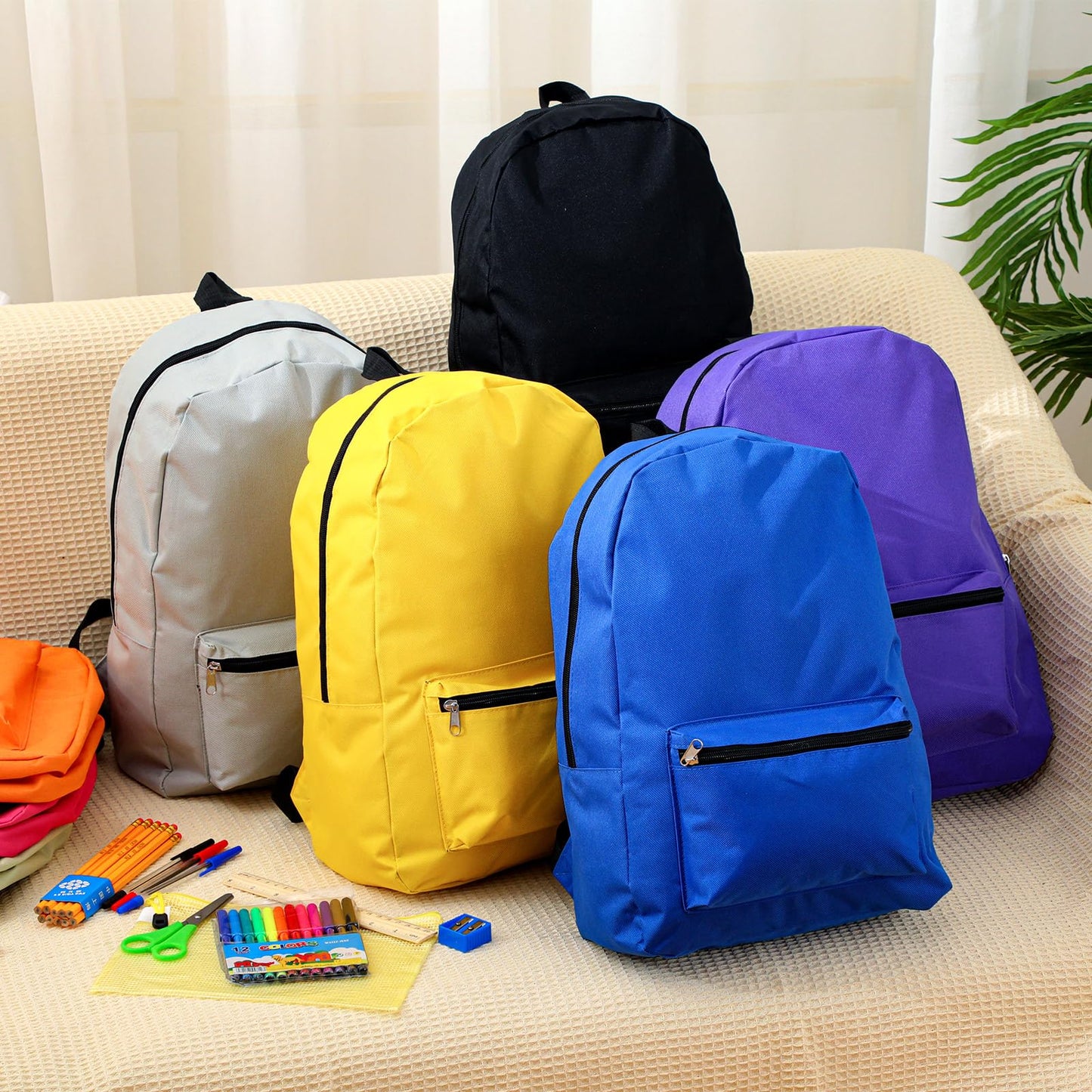 Amylove 12 Pack Backpack in Bulk 17 inch Lightweight Outdoor Travel Bag Classic Bookbags Bulk for Travel Middle High (Colorful,Lovely)