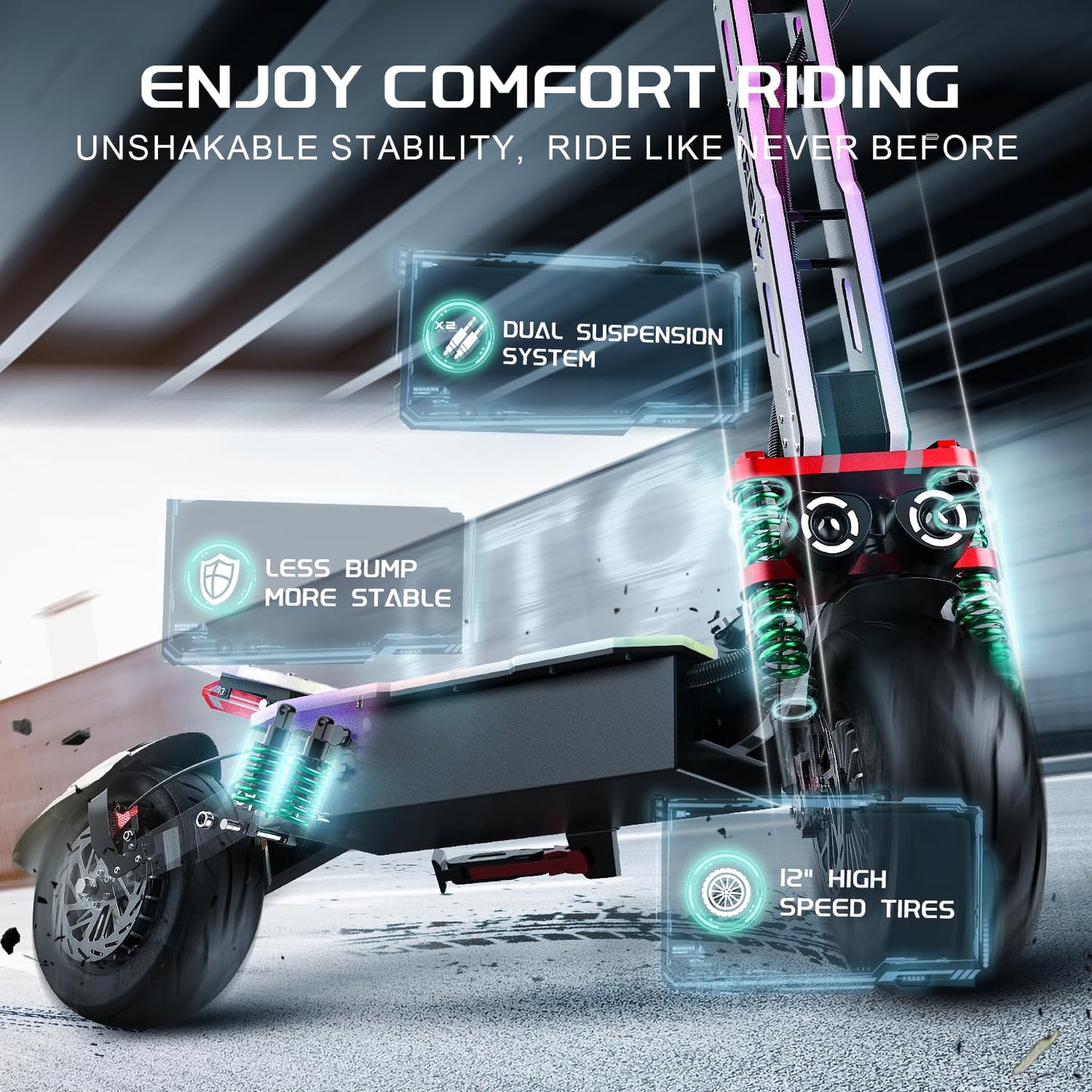 Electric Scooter Adults, 3500W/7000w Single/Dual Hyper Motor with 50/70 Miles Range Battery, Up to 45/58 MPH Top Speed, 10.5"/12" Tubeless Tires Commuting Scooter for Adults