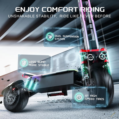Electric Scooter Adults, 3500W/7000w Single/Dual Hyper Motor with 50/70 Miles Range Battery, Up to 45/58 MPH Top Speed, 10.5"/12" Tubeless Tires Commuting Scooter for Adults