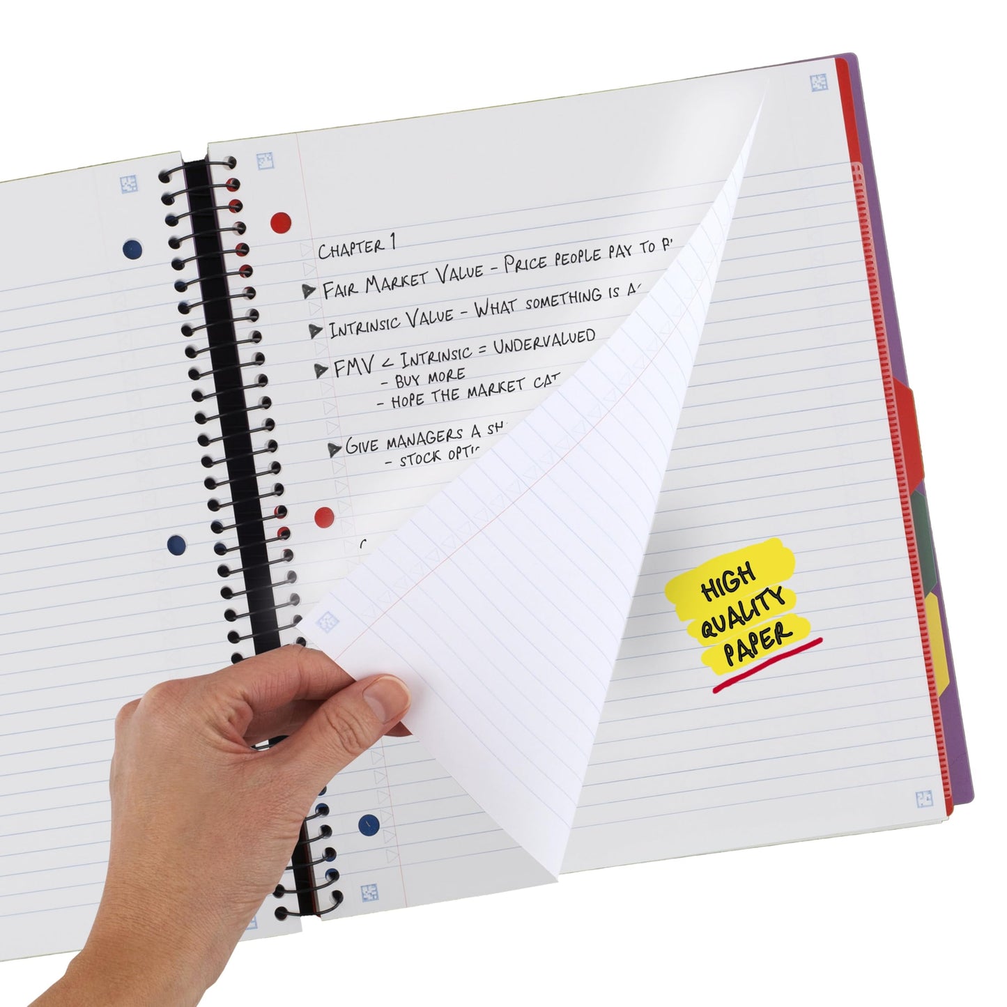 Five Star Advance Spiral Notebook + Study App, 5 Subject, College Ruled Paper, 8-1/2" x 11", 200 Sheets, Spiral Guard, Movable Tabbed Dividers, Black (73144)