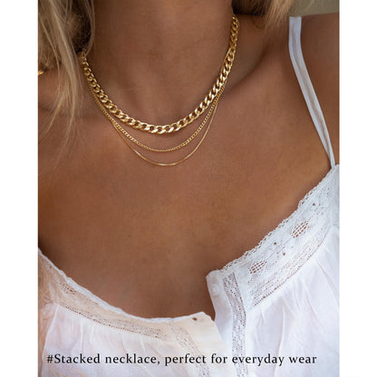 3PCS Gold Necklaces for Women,Chunky Statement Gold Plated Necklace Stack Layered Sterling Silver Herringbone Chains for Women Dainty Trendy Silver Chains Stacked Jewelry Gifts