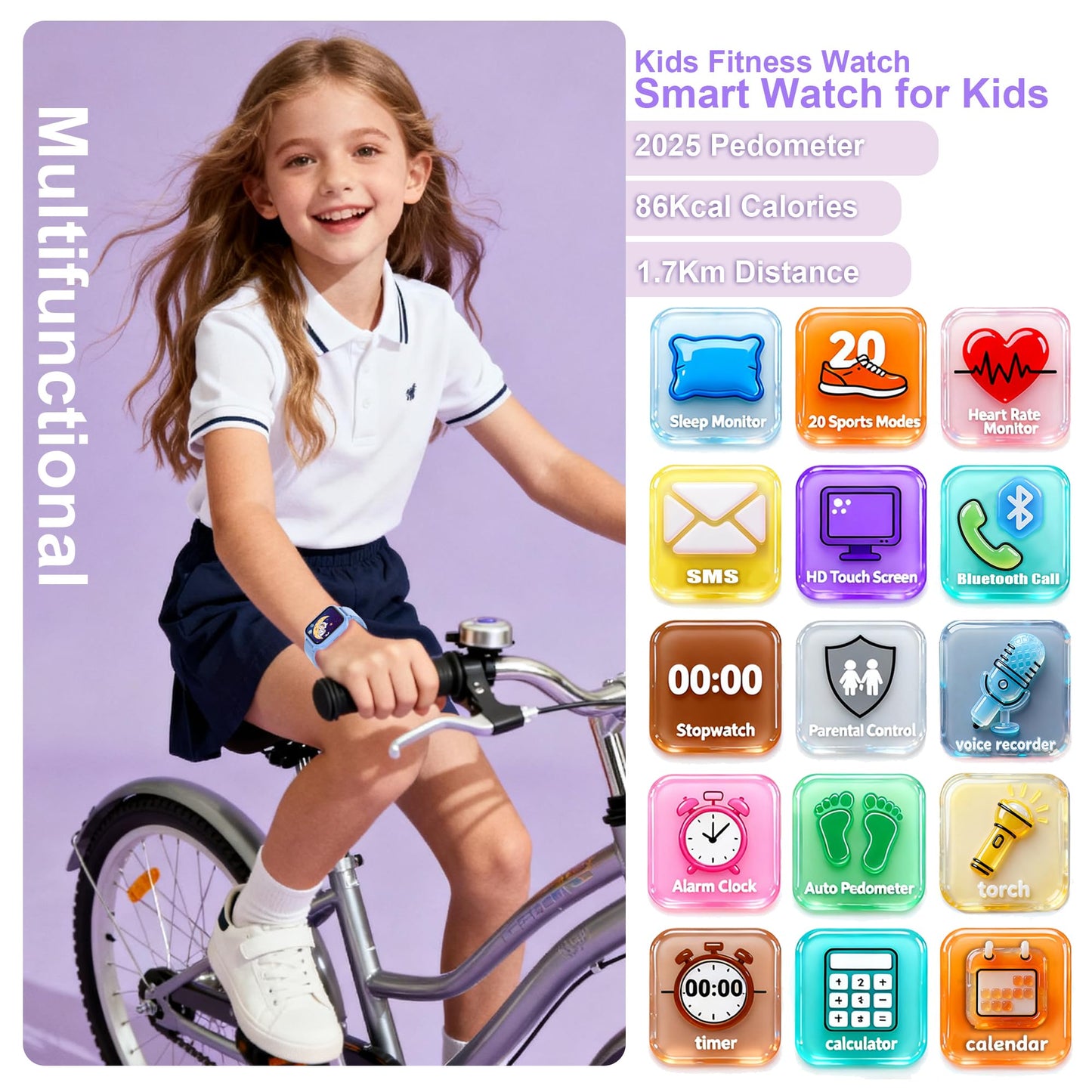 Kids Smart Watch 4-15 Ys, Standalone&APP Dual Use, Bluetooth Call, Kid Gift | 1.8'' IP68 Boys Girls Fitness Tracker, DIY Sports Modes, Heart Rate&Sleep Monitor, 13 Alarms, Weather, Smart Reminder, Games