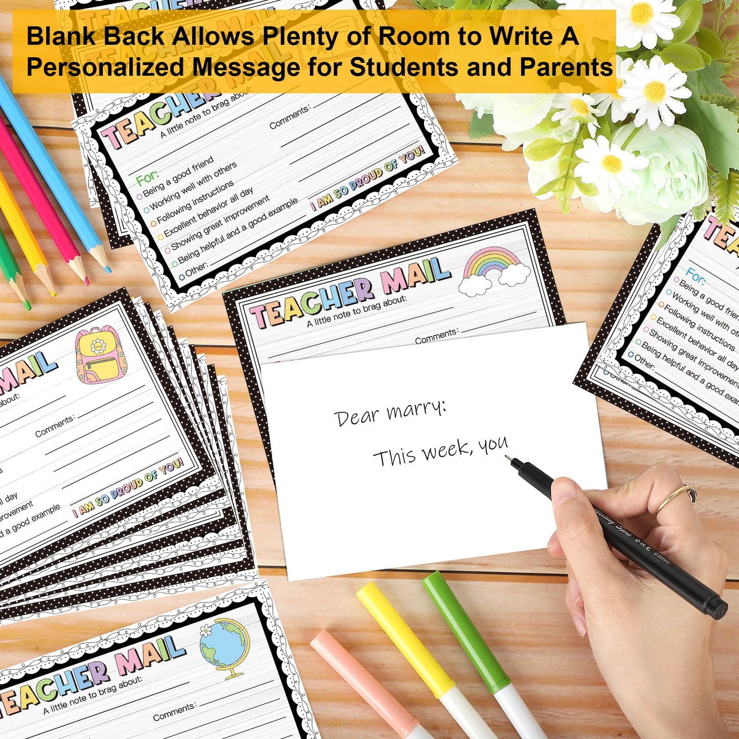 60Pcs Teacher Mail Notes to Parents, Boho Happy Mail from Teacher, Brag Cards for Students Behavior Classroom Must Haves to Send Home for Preschool Kindergarten Elementary School Supplies (Boho)