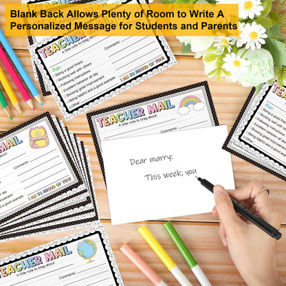 60Pcs Teacher Mail Notes to Parents, Boho Happy Mail from Teacher, Brag Cards for Students Behavior Classroom Must Haves to Send Home for Preschool Kindergarten Elementary School Supplies (Boho)
