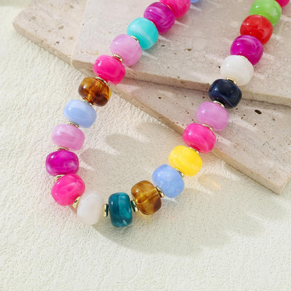 Chunky Beaded Choker Necklace for Women Summer Beach Acrylic Beads Necklaces Trendy Boho Statement Colorful Necklace Jewelry Accessories