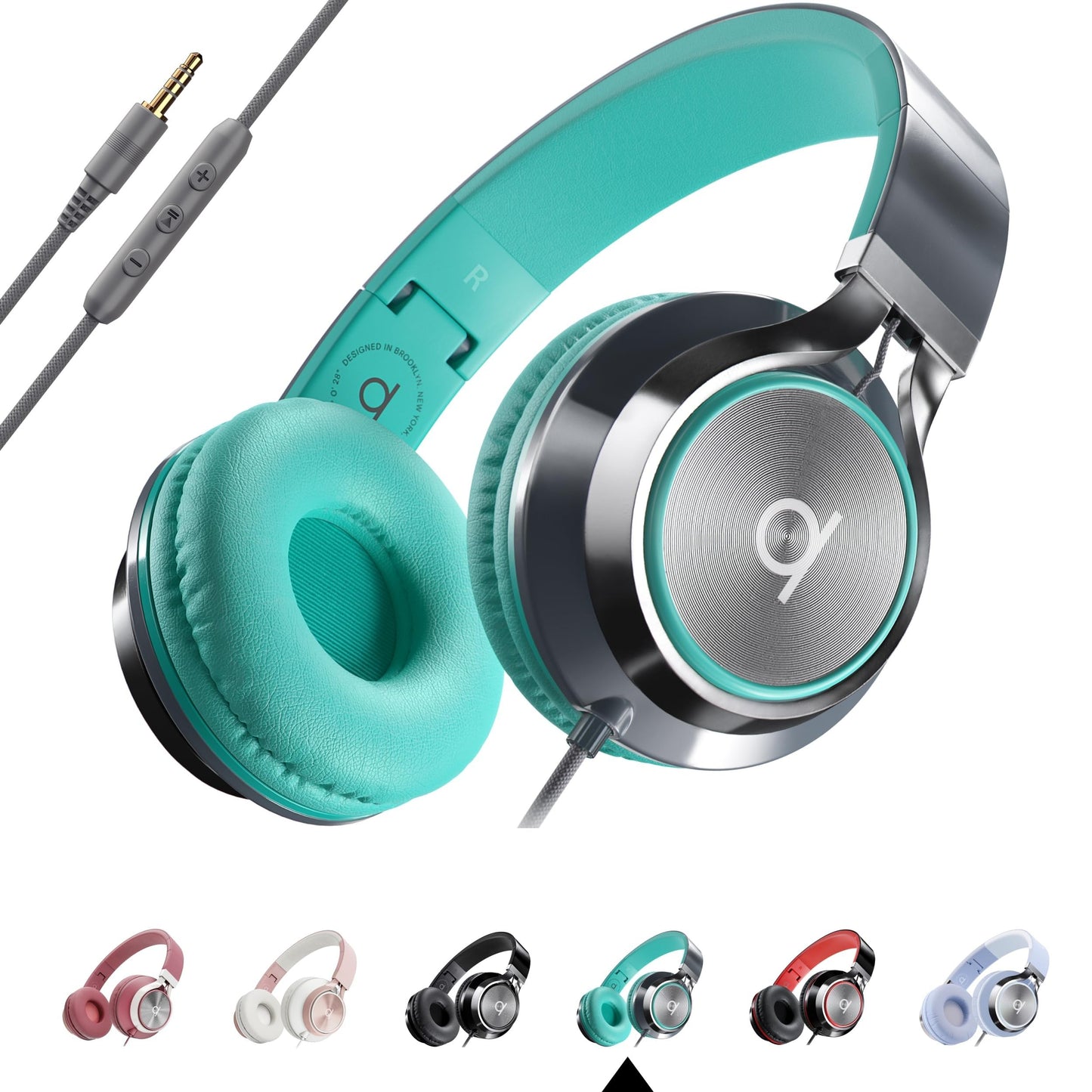 ARTIX Pack of 60 Wired Kids Headphones for School (Lavender), Microphone & Volume Control - Bulk Classroom Headphones with Mic, Teens Corded Head Phones for Laptop, Chromebook, Tablet 3.5mm Aux Cord