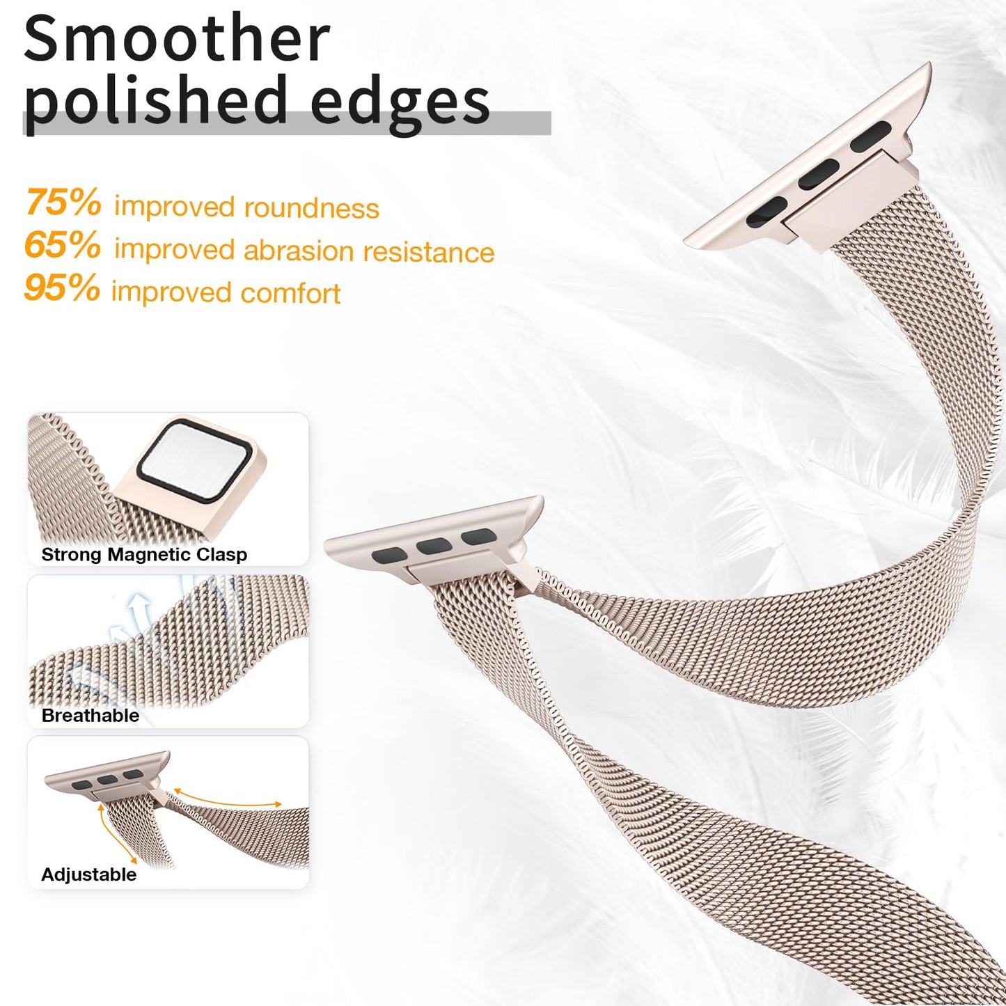 MARGE PLUS Slim Milanese Loop Compatible with Apple Watch Band for women 41mm 40mm 38mm 42mm 46mm 45mm 44mm, Stainless Steel Magnetic Mesh Strap work on iWatch Series 11 10 9 8 7 6 5 4 3 & SE 3 2 1