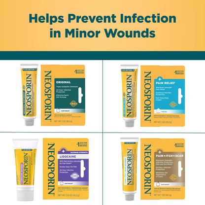 Neosporin Original First Aid Triple Antibiotic Ointment with Bacitracin Zinc for Infection Protection, Wound Care Treatment & Helps Minimize the Appearance of Scars for Minor Wounds, .5 oz