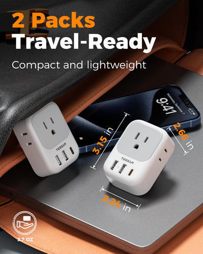 TESSAN 2 Pack European Travel Plug Adapter, Europe Power Converter