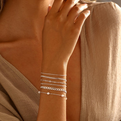 Dainty Simple Gold Bracelets for Women, Stackable Satellite Paperclip Lip Bracelet Set Tiny Lip Dot Chain Box Link for Handmade Gift Minimalist Cute Trendy Jewelry Gold Accessories for Women