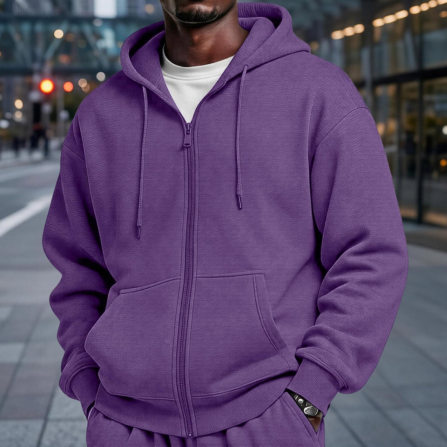 Full Zip Hoodies for Men Big And Tall Oversized Hooded Fleece Sweatshirt | Knit Open Front Cardigan, Zipper Jackets, Oversize, Streetwear, Basic Fit, Lightweight, Warm, Big and Tall, Hooded Sweatshirt