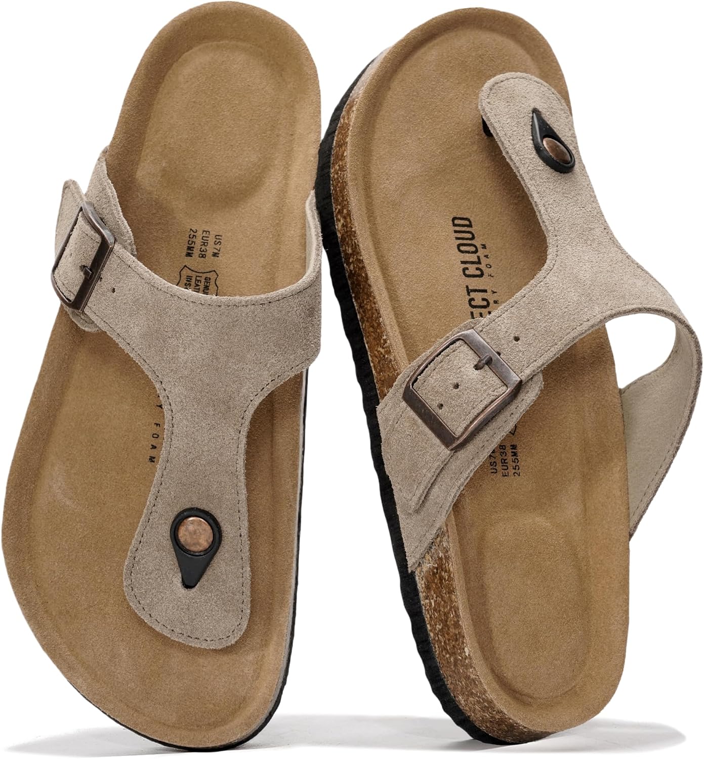 Project Cloud Womens Sandals 100% Genuine Leather Thong Sandals for Women - Memory Foam Insole Women Sandals - Non-Slip Flip Flops for Women - Lightweight Sandals Women Footwear 2026