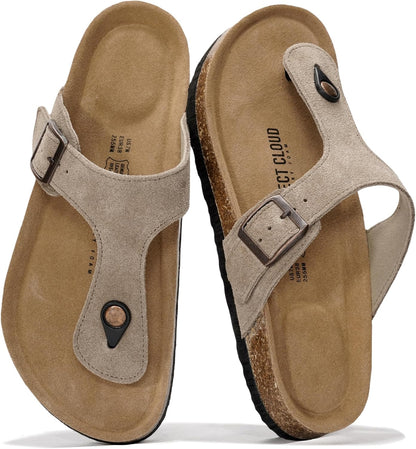 Project Cloud Womens Sandals 100% Genuine Leather Thong Sandals for Women - Memory Foam Insole Women Sandals - Non-Slip Flip Flops for Women - Lightweight Sandals Women Footwear 2026