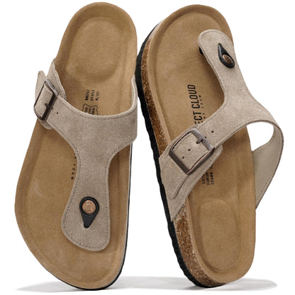 Project Cloud Womens Sandals 100% Genuine Leather Thong Sandals for Women - Memory Foam Insole Women Sandals - Non-Slip Flip Flops for Women - Lightweight Sandals Women Footwear 2026