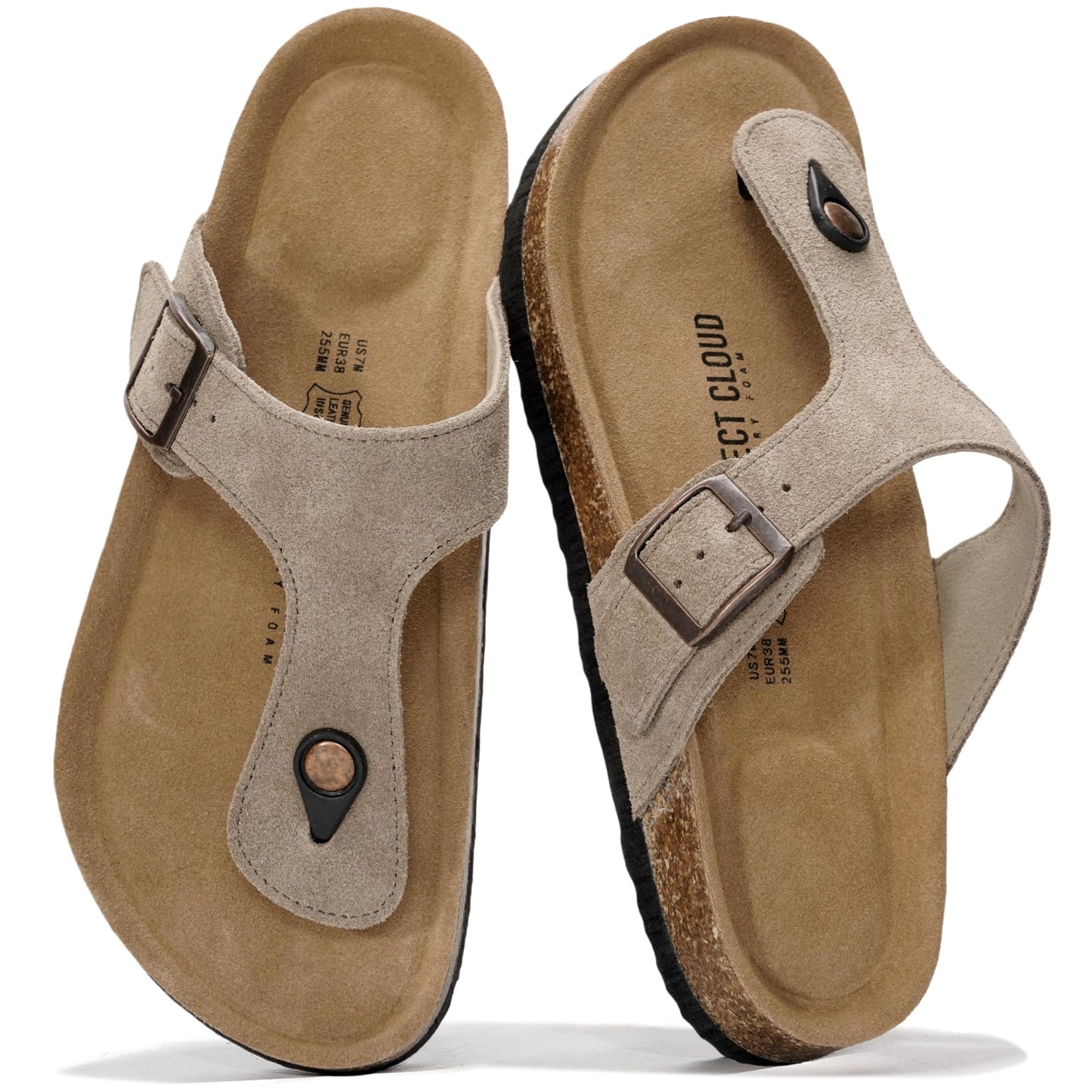 Project Cloud Womens Sandals 100% Genuine Leather Thong Sandals for Women - Memory Foam Insole Women Sandals - Non-Slip Flip Flops for Women - Lightweight Sandals Women Footwear 2026