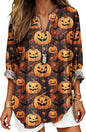 Womens Bohemian Print Tunic Top Cotton Blend V Neck Long Sleeve Loose Fit Casual Blouse for Summer Beach Vacation