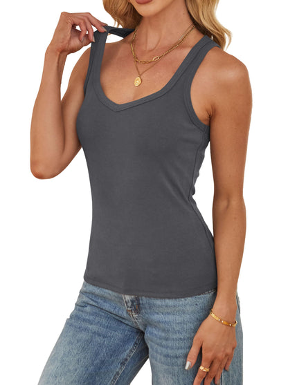 Sampeel Womens Tank Tops Square Neck Sleeveless Ribbed Knit Camisole Summer Outfits Fashion Clothing