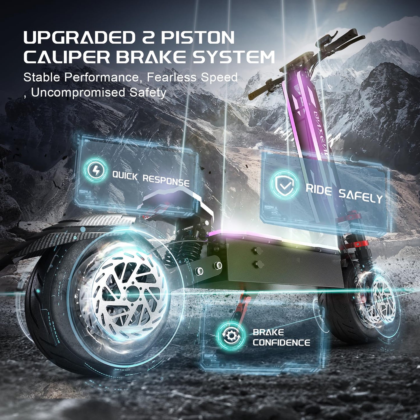 Electric Scooter Adults, 3500W/7000w Single/Dual Hyper Motor with 50/70 Miles Range Battery, Up to 45/58 MPH Top Speed, 10.5"/12" Tubeless Tires Commuting Scooter for Adults