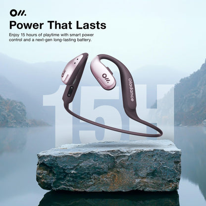 Oladance OWS Sports Open Ear Headphones, Comfortable & Stable Fit, 15H Battery Life, IPX8 Waterproof, Noise Canceling, Crystal Clear Audio, Multi-Point Bluetooth Connection, Durable Neckband (Grey)