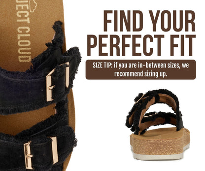 Project Cloud Comfortable Womens Sandals Platform Sandals for Women (Light) | Lightweight Plush Soft Insole Buckle Non Slip Durable Fashion Frayed Footwear Casual Beach Summer Everyday Style All Day Wear