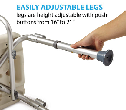 Medline Shower Chair Seat with Padded Armrests and Back | Heavy Duty Shower Chair for Bathtub | Slip Resistant Shower Seat with Adjustable Height | Shower Chair for Inside Shower with 350 lb Capacity
