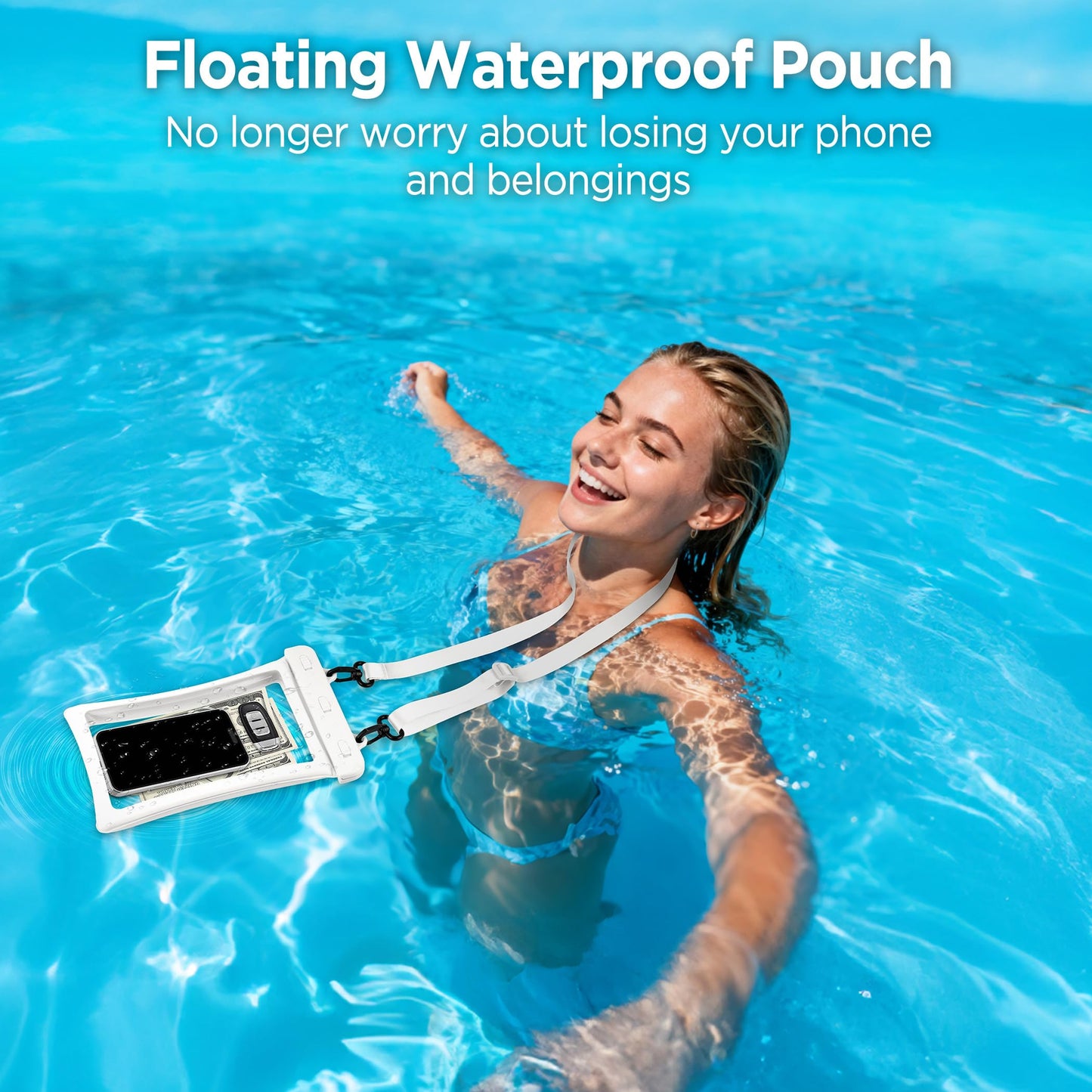 CACOE Floatable Waterproof Phone Pouch 2 Pack Up to 9.0", Black+Green | Floatable, IPX8 Waterproof Phone Case,Adjustable Lanyard,Dry Bags for Beach/Cruise/Travel/Camping/Kayak/Vacation Essentials
