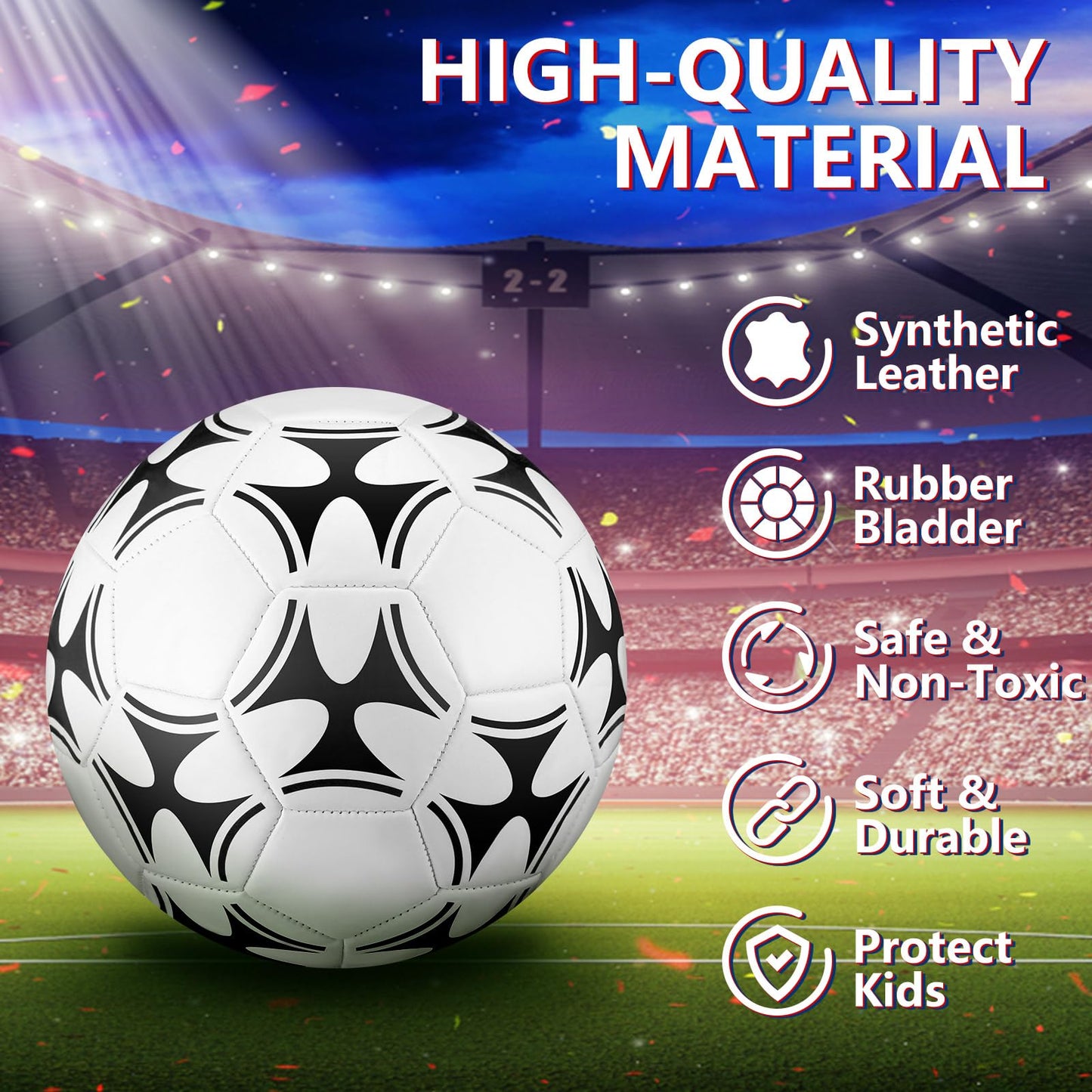 Tradder 4 Pack Soccer Ball with Pump Size 3 4 5 Deflated Soccer Ball for Outdoor Indoor Game Sport Practice Training Gift for Kid Youth Teen Adult Charity Donation