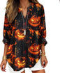 Womens Bohemian Print Tunic Top Cotton Blend V Neck Long Sleeve Loose Fit Casual Blouse for Summer Beach Vacation