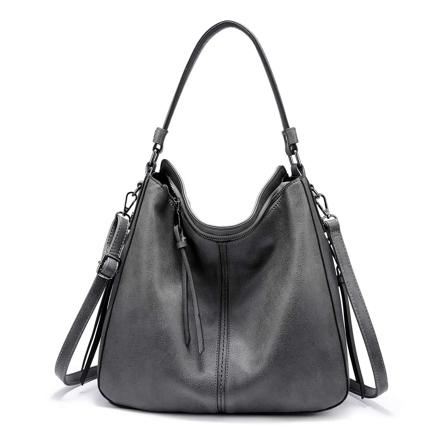 Realer Hobo Crossbody Bags for Women Designer Faux Leather Hobo Handbags Retro Large Size Shoulder Bag Bucket Purse