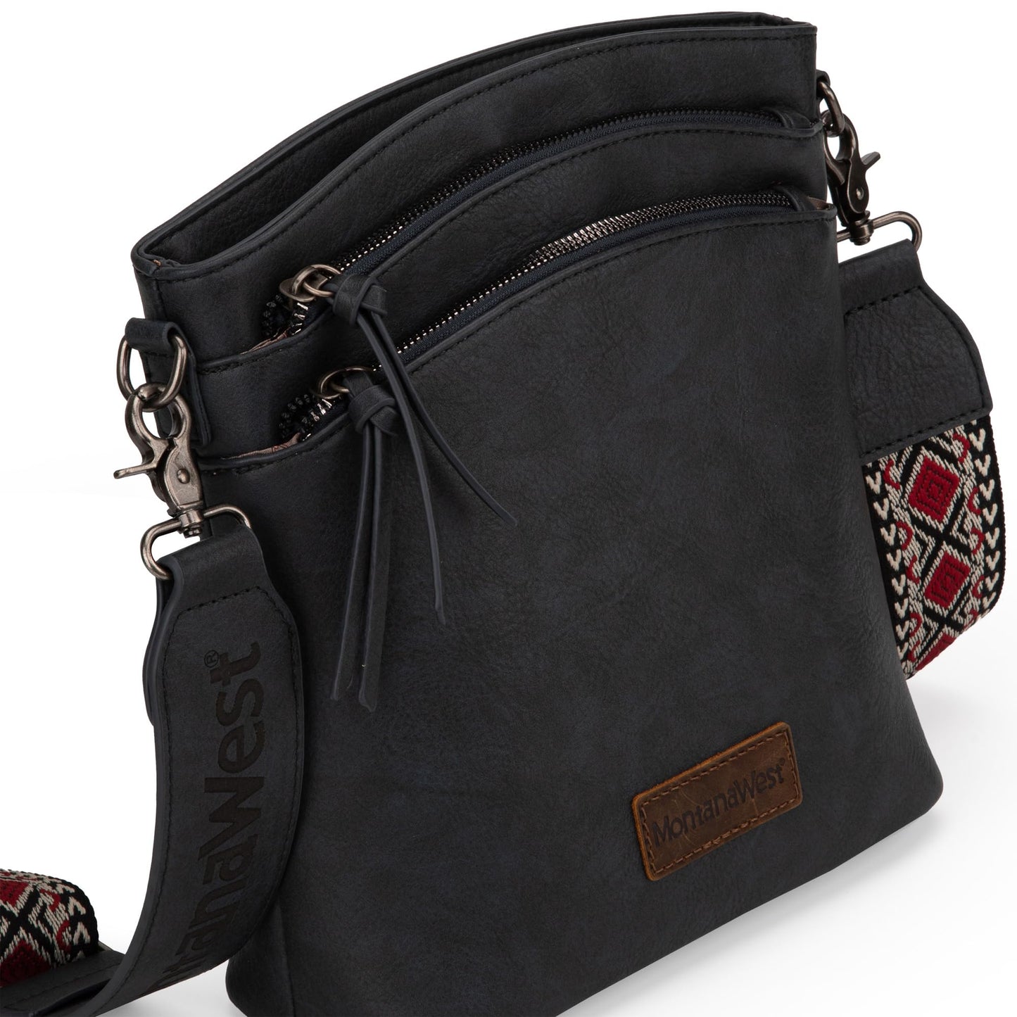 Montana West Multi Zip Pocket Crossbody Bag With Guitar Strap