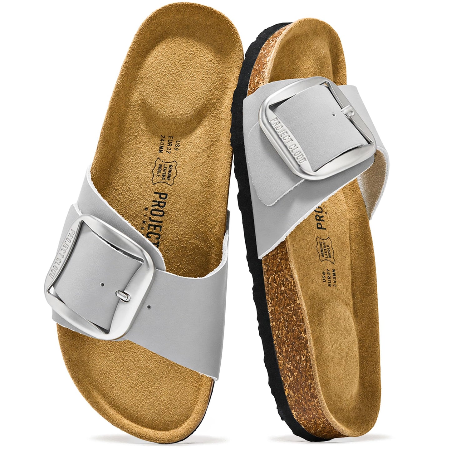 Project Cloud 100% Genuine Leather Sandals Women Dressy Beach Essentials Slides for Women Footwear - Lightweight with Memory Foam Insole Sandals for Women 2026 - Womens Slides