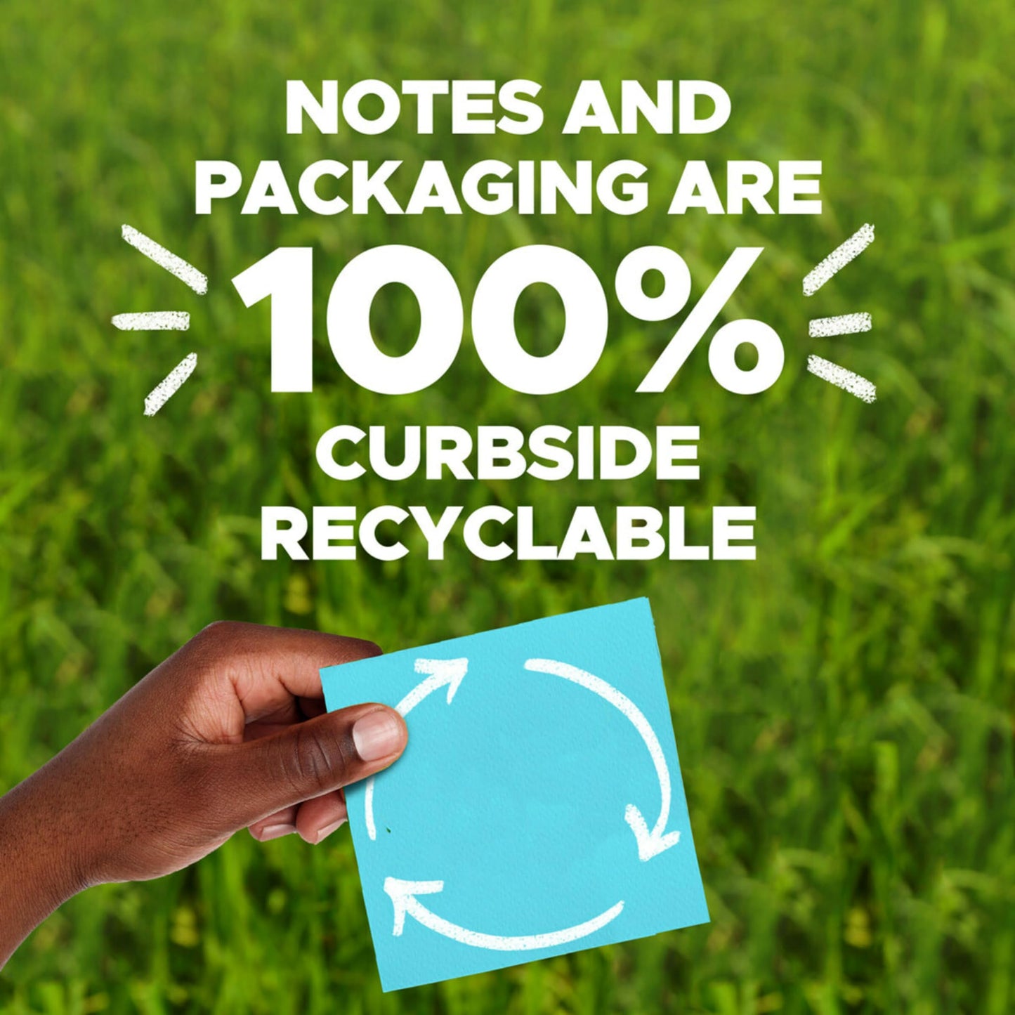 Post-it 100% Recycled Super Sticky Notes, 3 x 3 in, Pastels, 5 Pads | School Supplies and Office Products, 2X the Sticking Power