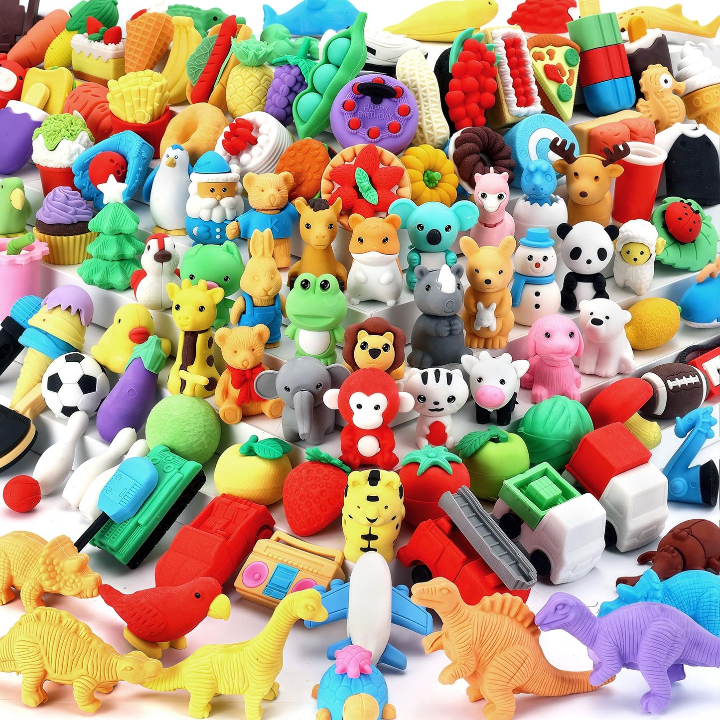 URSKYTOUS 60Pcs Animal Erasers Desk Pets for Kids,Classroom Prizes | Bulk Puzzle Erasers Toys,Party Favors,Back to School,Treasure Chest,Goodie Bag Stuffers,Easter Egg Fillers,Stocking Stuffers