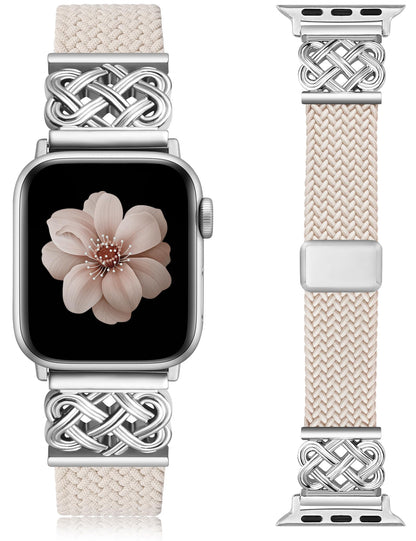 TOYOUTHS Braided Magnetic Band Compatible with Apple Watch Bands 38/40/41/42/44/45/46/49mm Women Men, Dressy Celtic Metal Stretchy Elastic Strap for iWatch Series 11 10 9 8 7 6 5 4 SE/Ultra 3 2 1