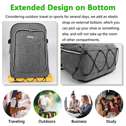 Travel Carry On 17.5" Laptop Expandable Backpack for Men Women, Personal Item Bag Waterproof Airline Approved with USB Charging Hole 3 Packing Cubes, Large Weekender Daypack Business Luggage Suitcase