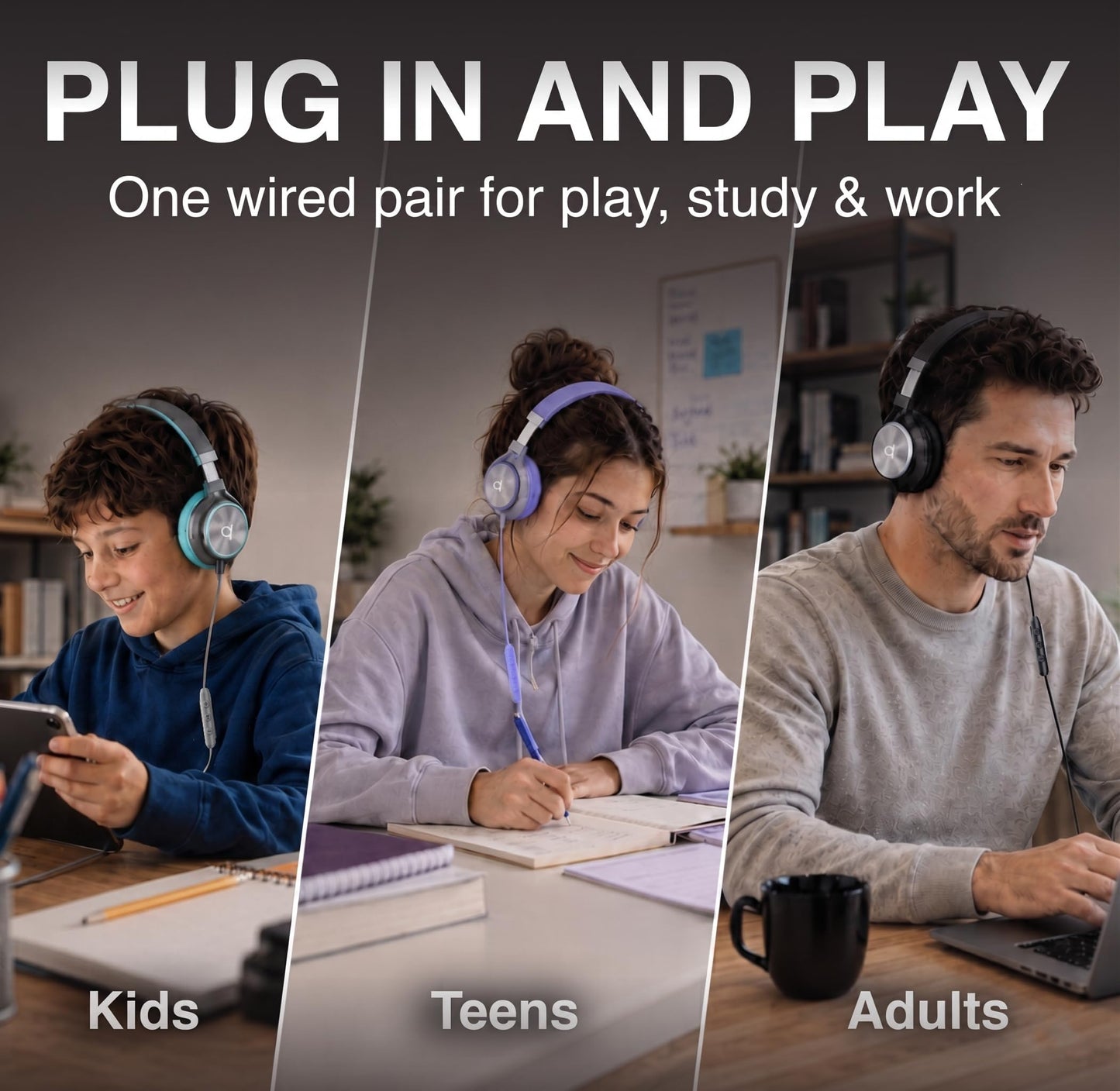 ARTIX Pack of 60 Wired Kids Headphones for School (Lavender), Microphone & Volume Control - Bulk Classroom Headphones with Mic, Teens Corded Head Phones for Laptop, Chromebook, Tablet 3.5mm Aux Cord