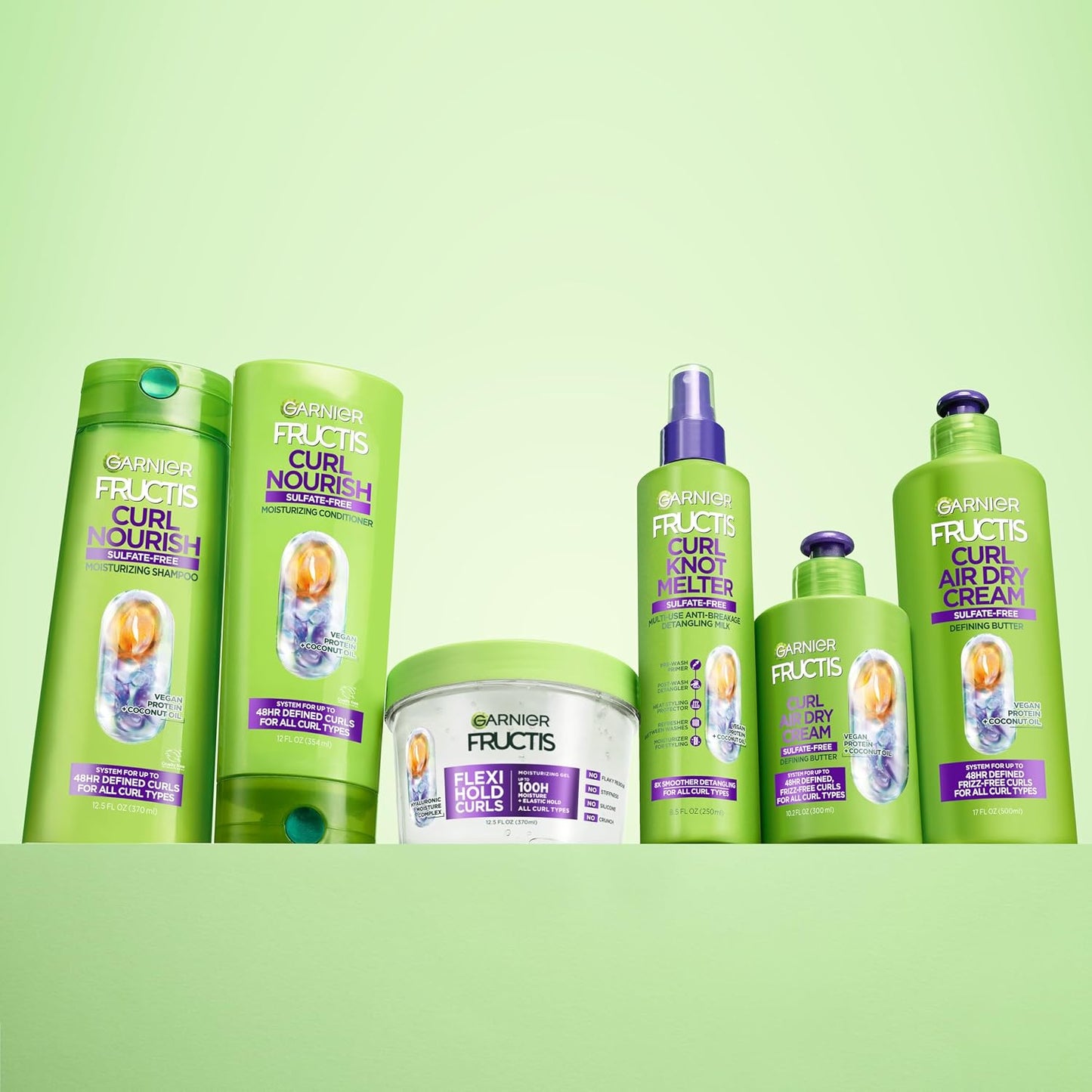 Garnier Fructis Flexi Hold Curls Moisturizing Gel, Curl Hair Styling Gel with Hyaluronic Moisture Complex, Provides Up to 100HRs of Moisture & Definition For All Curl Types, 12.5 Fl Oz