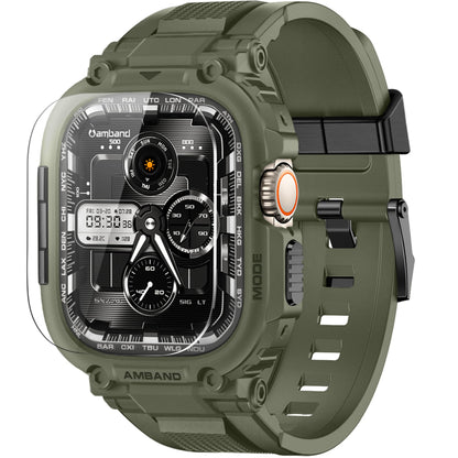 amBand Bands Compatible with Apple Watch 9/8/7 45mm, M1 Sport Series Rugged Case Protective Cover for iWatch 6/SE (3/2/1)/5/4/3 44mm Men Green