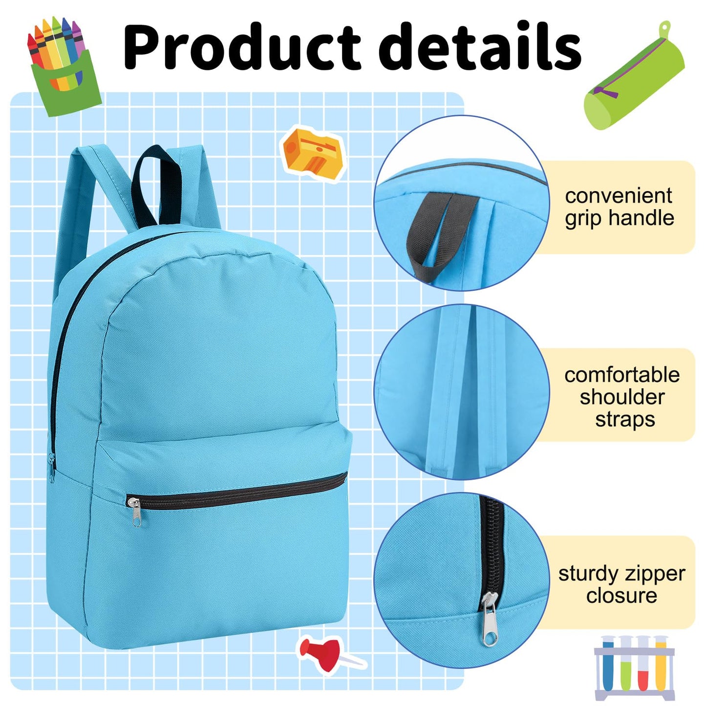 Amylove 12 Pack Backpack in Bulk 17 inch Lightweight Outdoor Travel Bag Classic Bookbags Bulk for Travel Middle High (Colorful,Lovely)