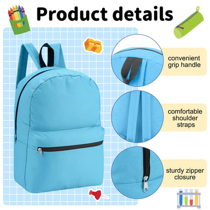 Amylove 12 Pack Backpack in Bulk 17 inch Lightweight Outdoor Travel Bag Classic Bookbags Bulk for Travel Middle High (Colorful,Lovely)