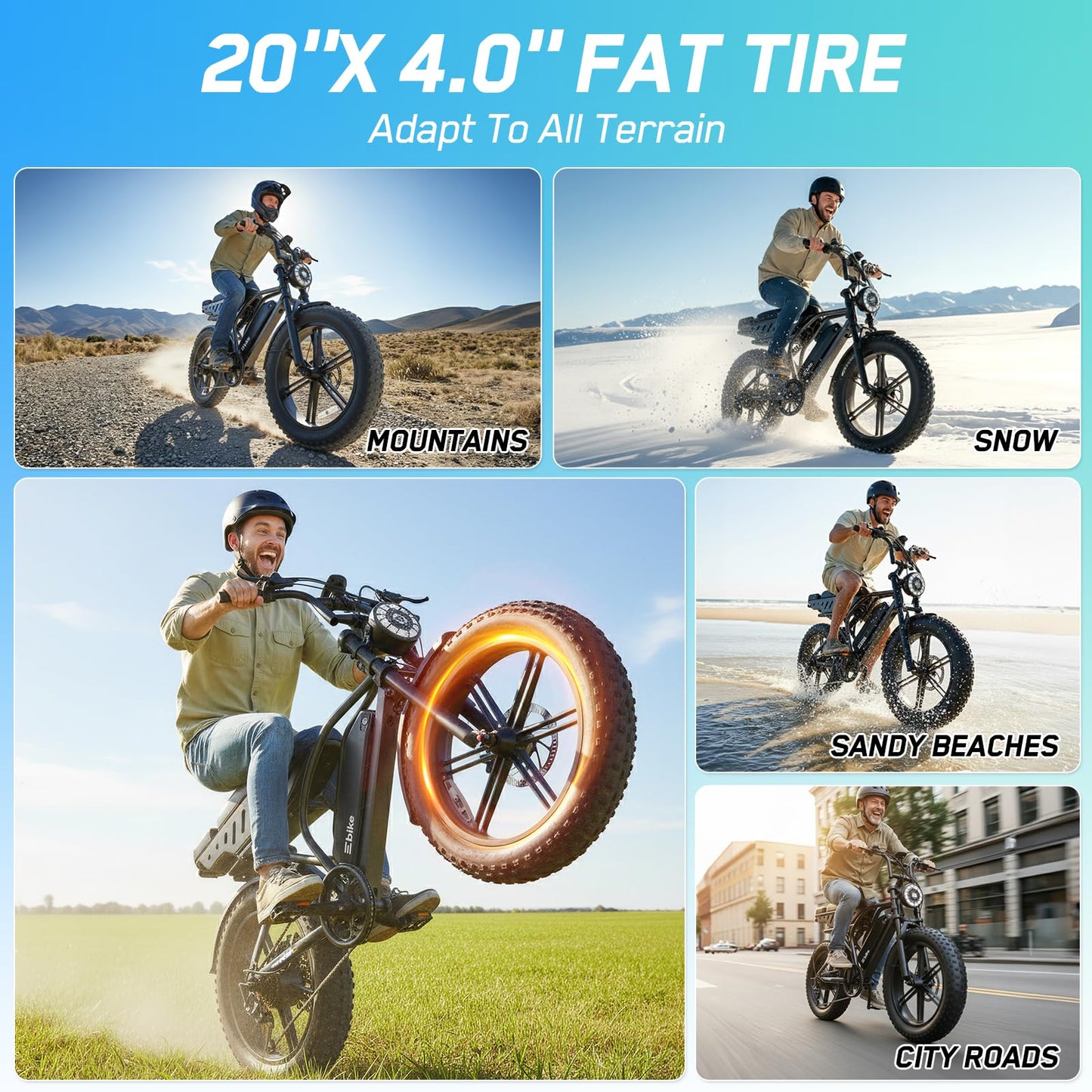 Electric Bike for Adults, Peak 1500W Motor Retro E Bike, Range 65/120Miles, 48V 15Ah Removable Battery, 20"x4" Fat Tires, Full Suspension, APP Control, Off-Road Ebike for City Commuting