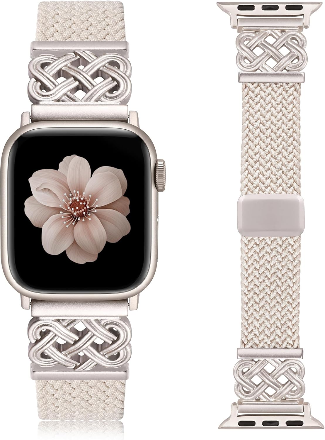 TOYOUTHS Braided Magnetic Band Compatible with Apple Watch Bands 38/40/41/42/44/45/46/49mm Women Men, Dressy Celtic Metal Stretchy Elastic Strap for iWatch Series 11 10 9 8 7 6 5 4 SE/Ultra 3 2 1