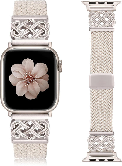 TOYOUTHS Braided Magnetic Band Compatible with Apple Watch Bands 38/40/41/42/44/45/46/49mm Women Men, Dressy Celtic Metal Stretchy Elastic Strap for iWatch Series 11 10 9 8 7 6 5 4 SE/Ultra 3 2 1