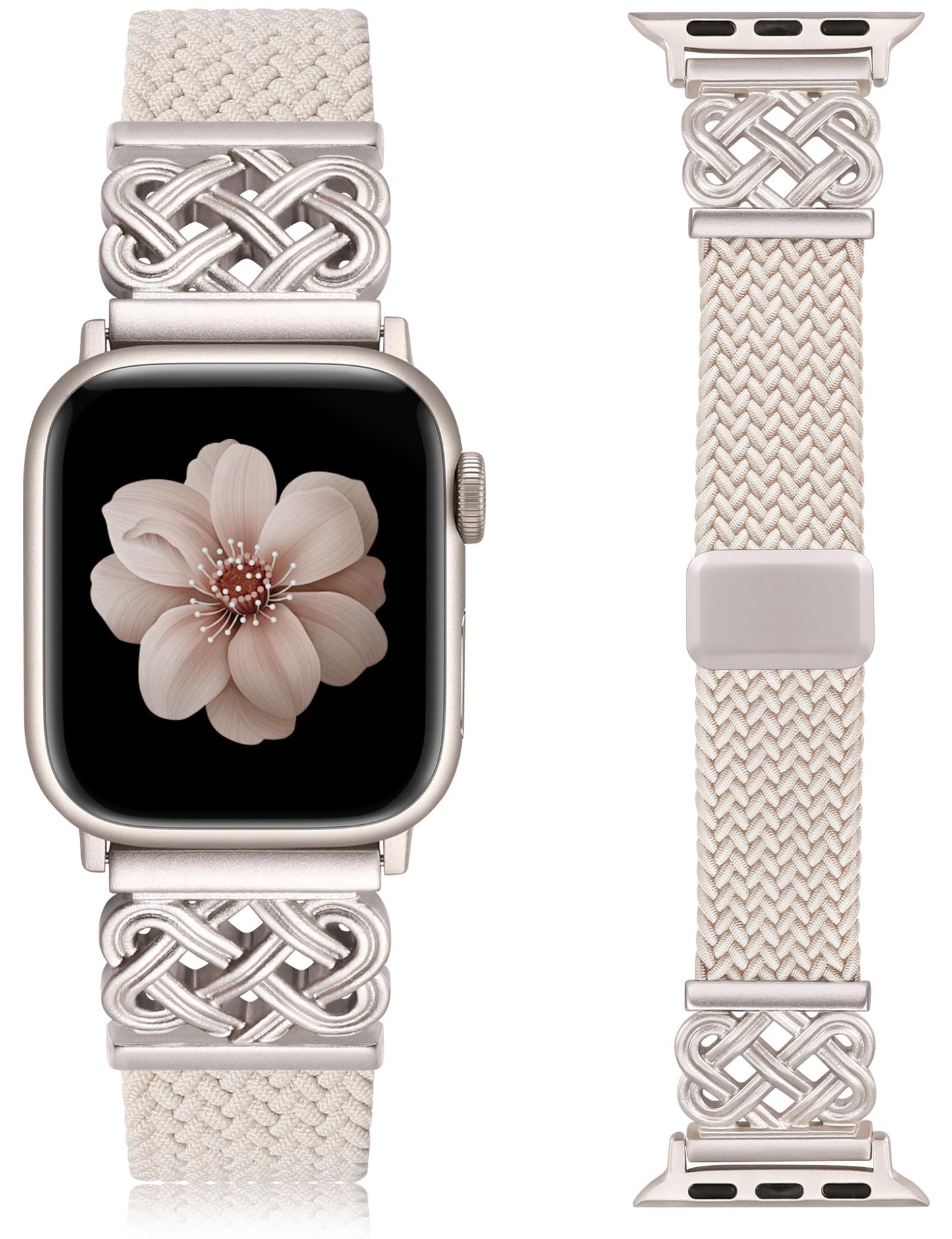 TOYOUTHS Braided Magnetic Band Compatible with Apple Watch Bands 38/40/41/42/44/45/46/49mm Women Men, Dressy Celtic Metal Stretchy Elastic Strap for iWatch Series 11 10 9 8 7 6 5 4 SE/Ultra 3 2 1