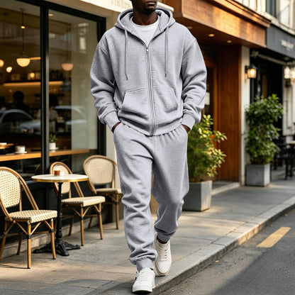 Jogger Sweatpants Matching Outfit For Men 2 Piece Sweat Suits Full Zip Up Hooded Tracksuit Soft Fleece Set